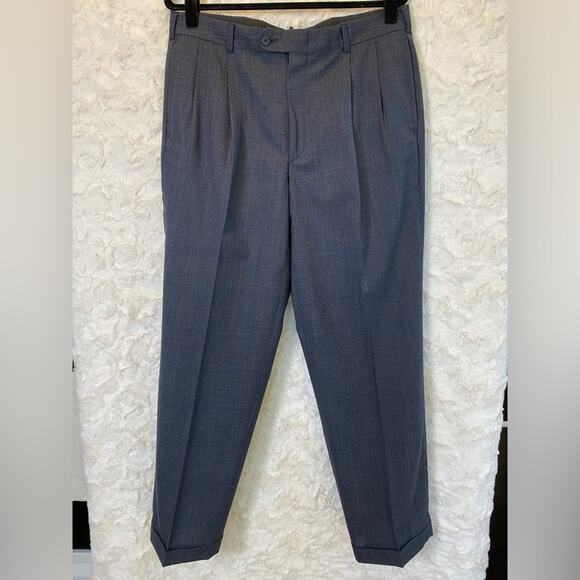 Lands' End Wool Blue Men’s Dress Pants Trousers Size 35 Regular - Picture 1 of 5